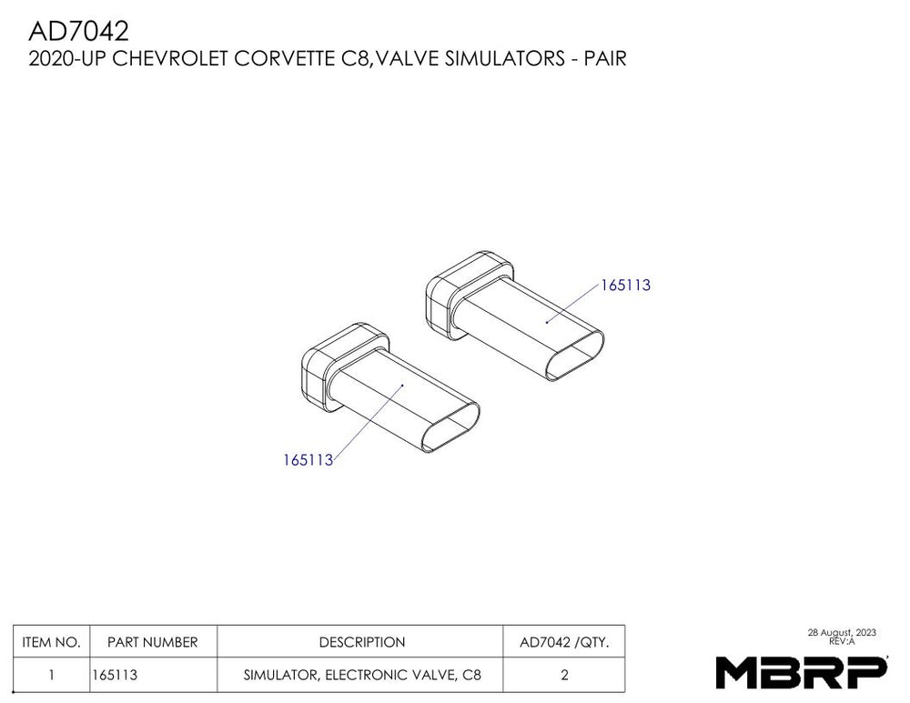 MBRPC8Z51CorvetteStingrayExhaustAD7042ElectronicValveSimulators