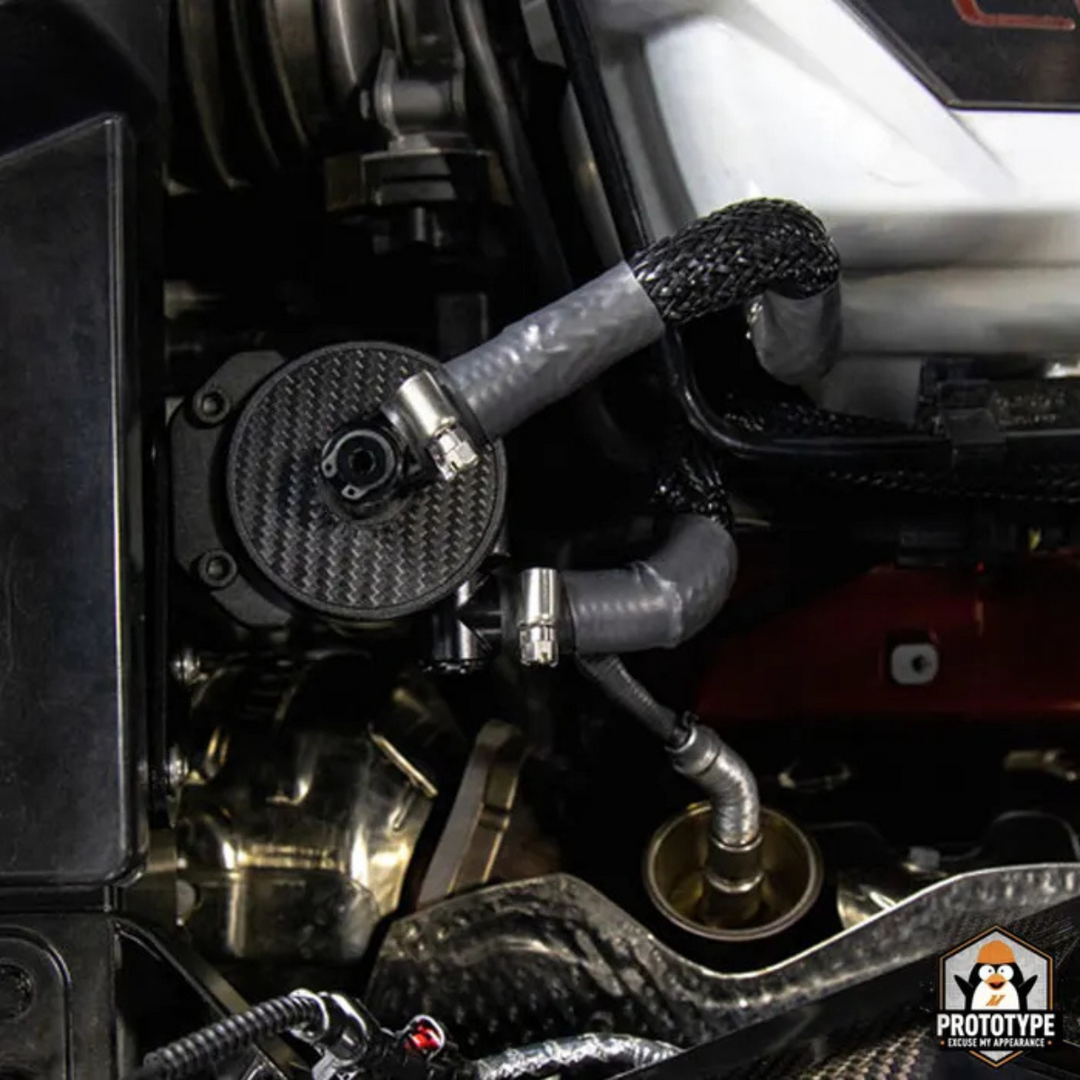 Mishimoto C8 Corvette Stingray Baffled Oil Catch Can Kit - Carbon Fiber5