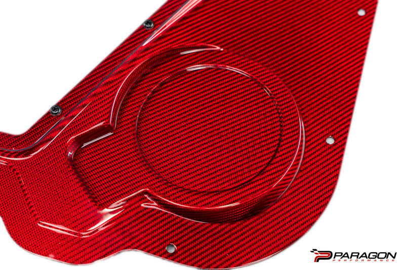 Paragon Performance C8 Corvette Stingray Red Carbon Fiber Clear Engine Cover - Convertible