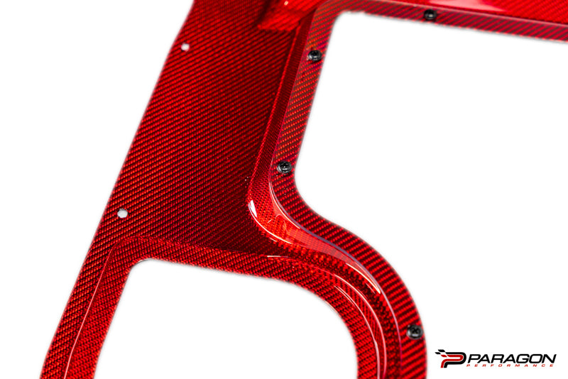 Paragon Performance C8 Corvette Stingray Red Carbon Fiber Clear Engine Cover - Convertible