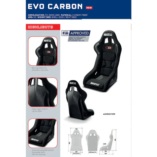 Sparco EVO Carbon Fiber Racing Seat (FIA 8859-1999)