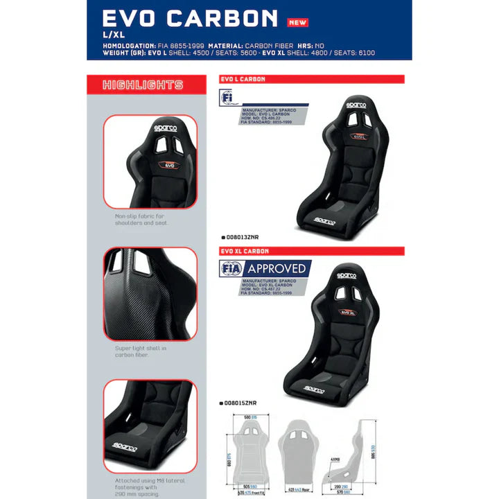 Sparco EVO Carbon Fiber Racing Seat (FIA 8859-1999)