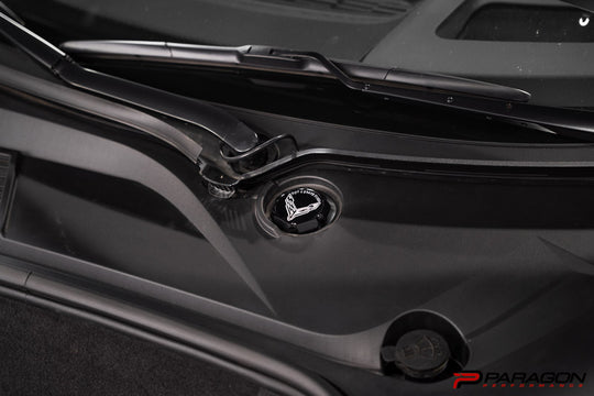 Paragon Performance C8 Corvette Stingray Flag Billet Brake Fluid Cap Cover - Black, Blue, or Red