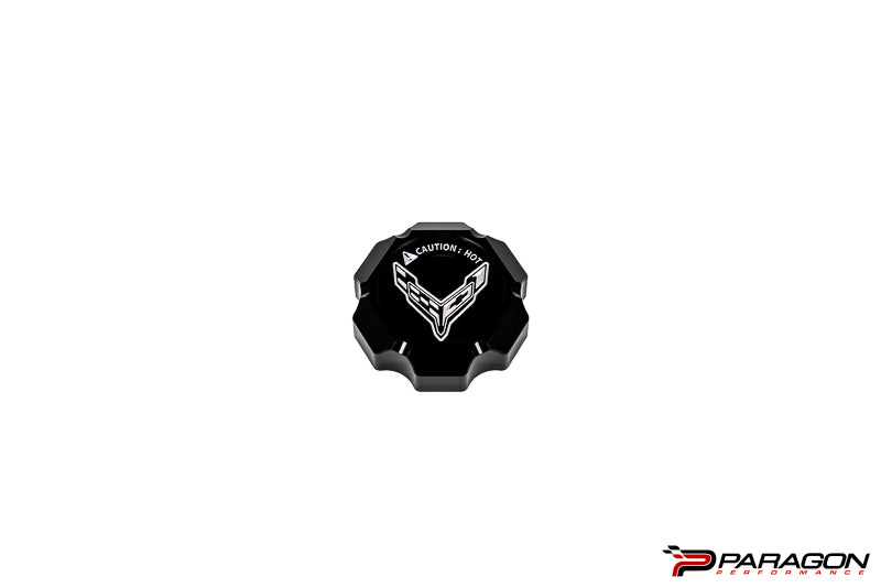 Paragon Performance C8 Corvette Stingray Flag Billet Coolant Cap Cover - Black, Blue, or Red