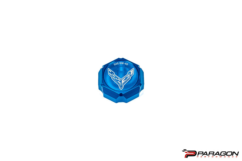 Paragon Performance C8 Corvette Stingray Flag Billet Oil Cap Cover - Black, Blue, or Red