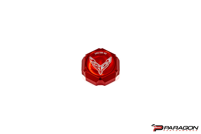 Paragon Performance C8 Corvette Stingray Flag Billet Oil Cap Cover - Black, Blue, or Red