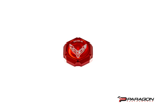 Paragon Performance C8 Corvette Stingray Flag Billet Oil Cap Cover - Black, Blue, or Red