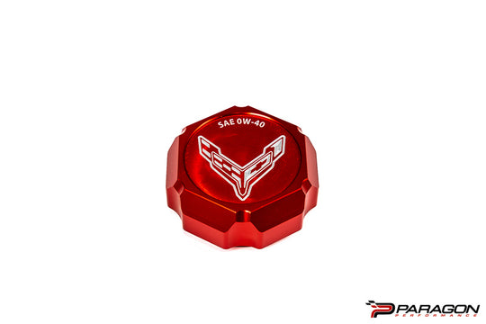 Paragon Performance C8 Corvette Stingray Flag Billet Oil Cap Cover - Black, Blue, or Red