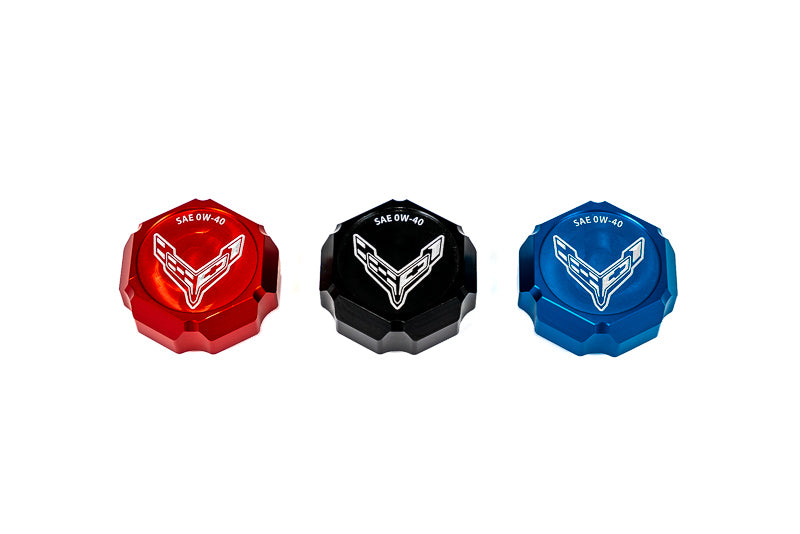 Paragon Performance C8 Corvette Stingray Flag Billet Oil Cap Cover - Black, Blue, or Red